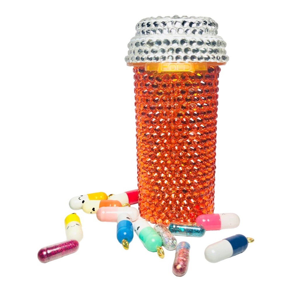 Handmade | Swarovski Crystal Pill Bottle, Lt. Siam, 20 Dram